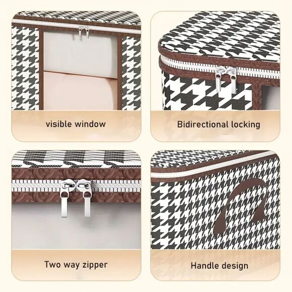 Wardrobe Quilt Clothes Organizer, Handles, Double Zip Storage Box Tote, 17 Count - Picture 4 of 4